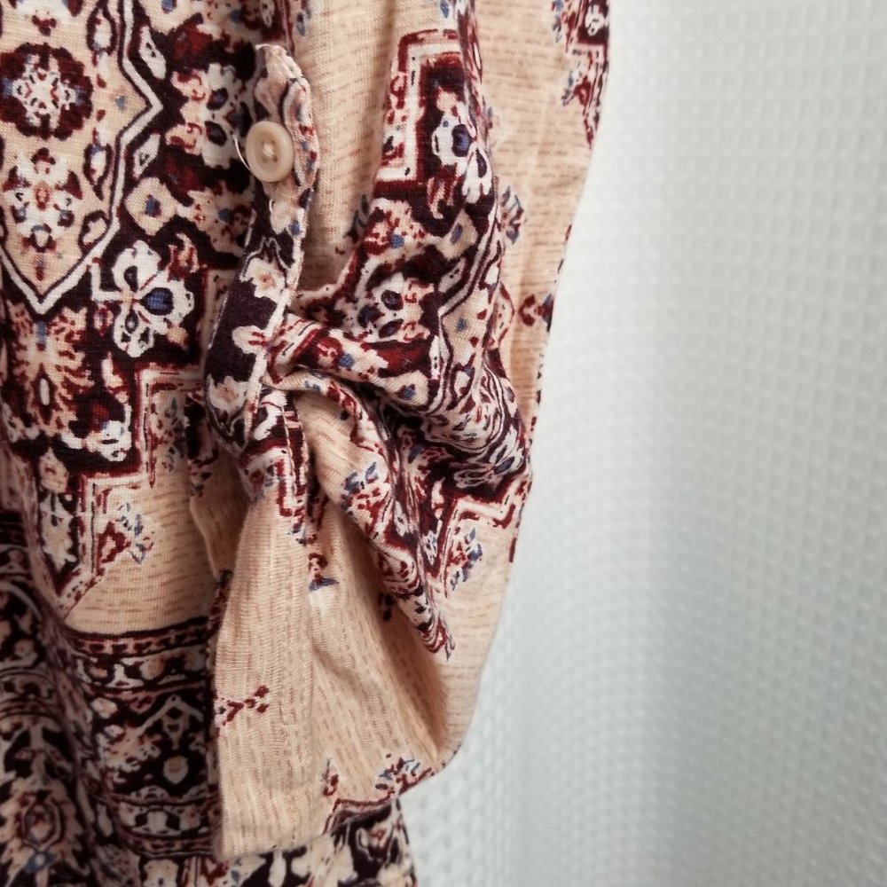 Style & Co Women’s Boho Tunic Cream Tan XS Split Neck Mixed Print New - Picture 8 of 13